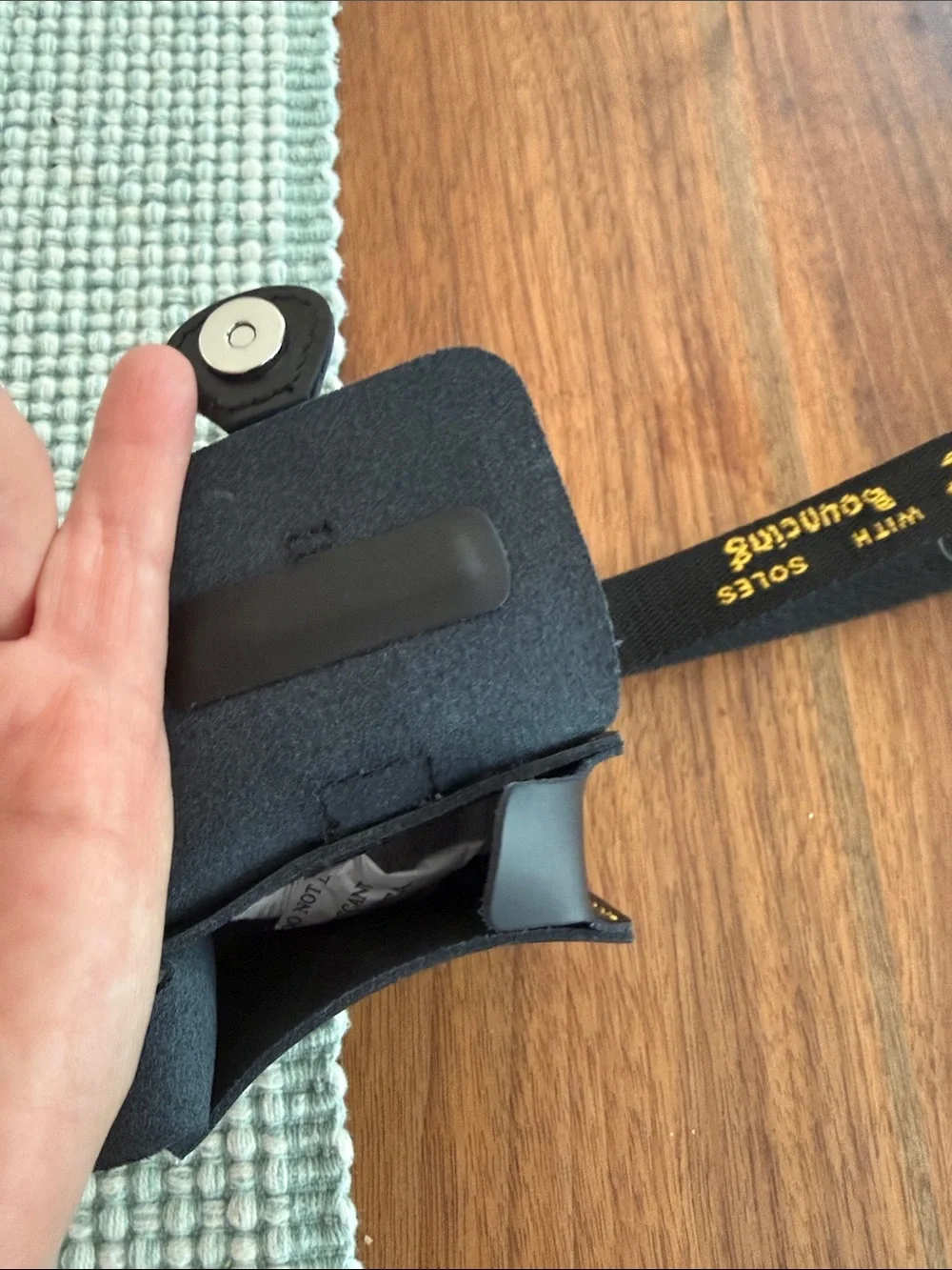 Dr. Martens Black Leather Mini Satchel Keychain with Yellow Stitching - Picture 5 of 11